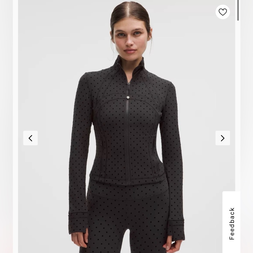 Lululemon Black Polka Dot flocked Define Jacket & Leggings Set